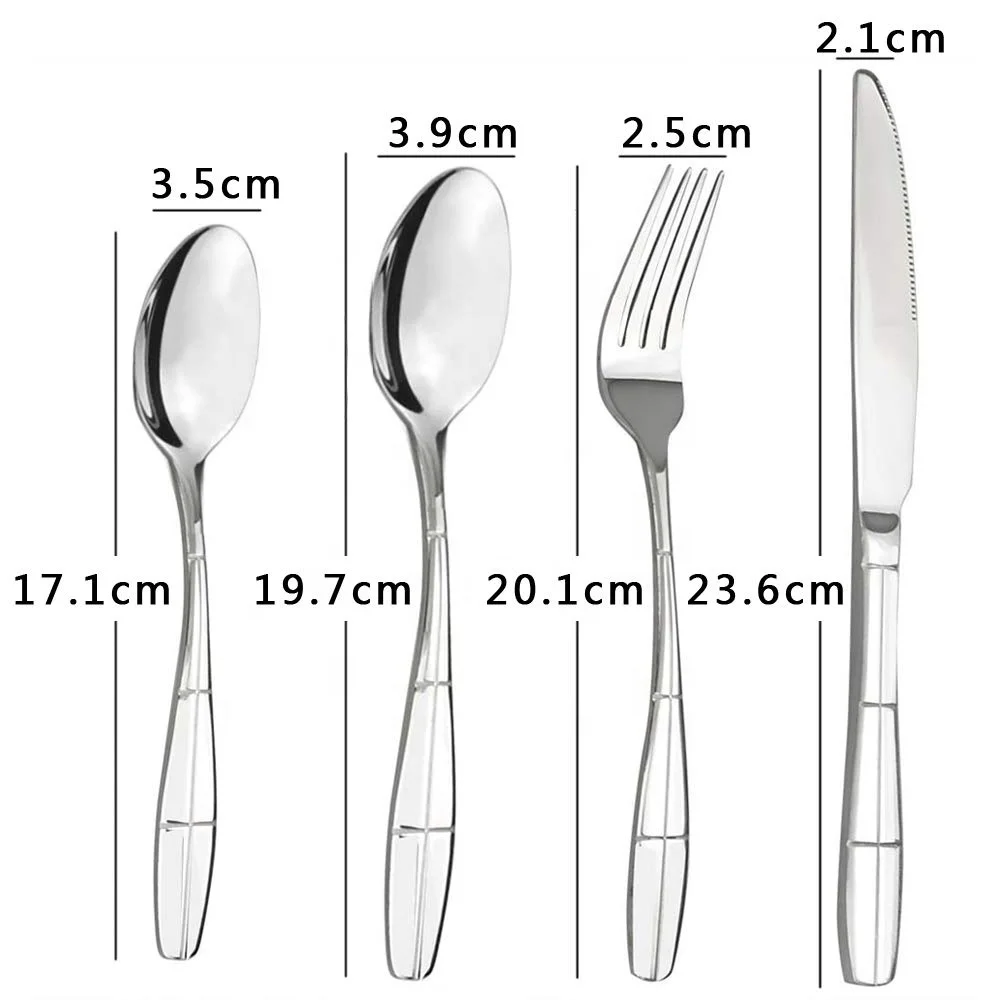 Kitchen Black Metal Silver 4 Pieces Silver Dinner Knife Spoons And Fork Cutlery Set Stainless Silver Cutlery For Wedding