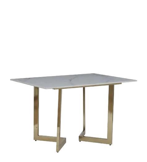 Luxury Industrial Euro Kitchen Modern Gold Metal Leg Rectangular Square Marble Dining Table Set Modern