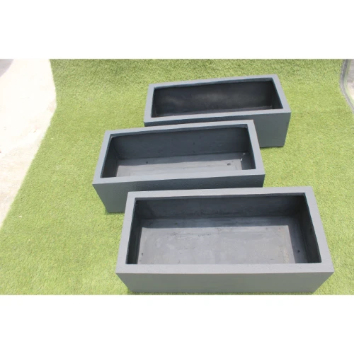 Fiberglass Granite Stone finish grey wholesale look Rectangular planter at home garden office hotel airport mall gardening kit