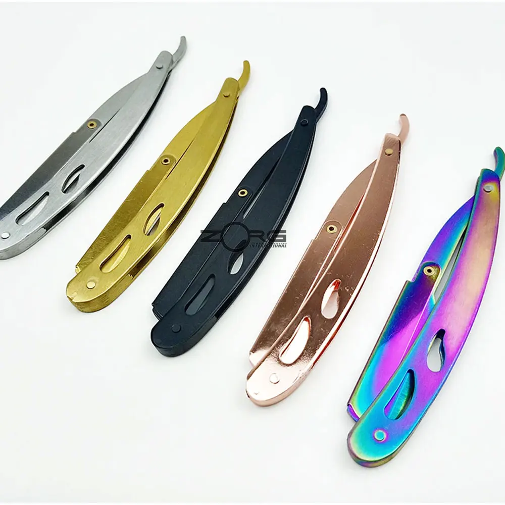 Professional Stainless Steel Full Black Parker Straight Barber Razor with Customized Logo and Packing