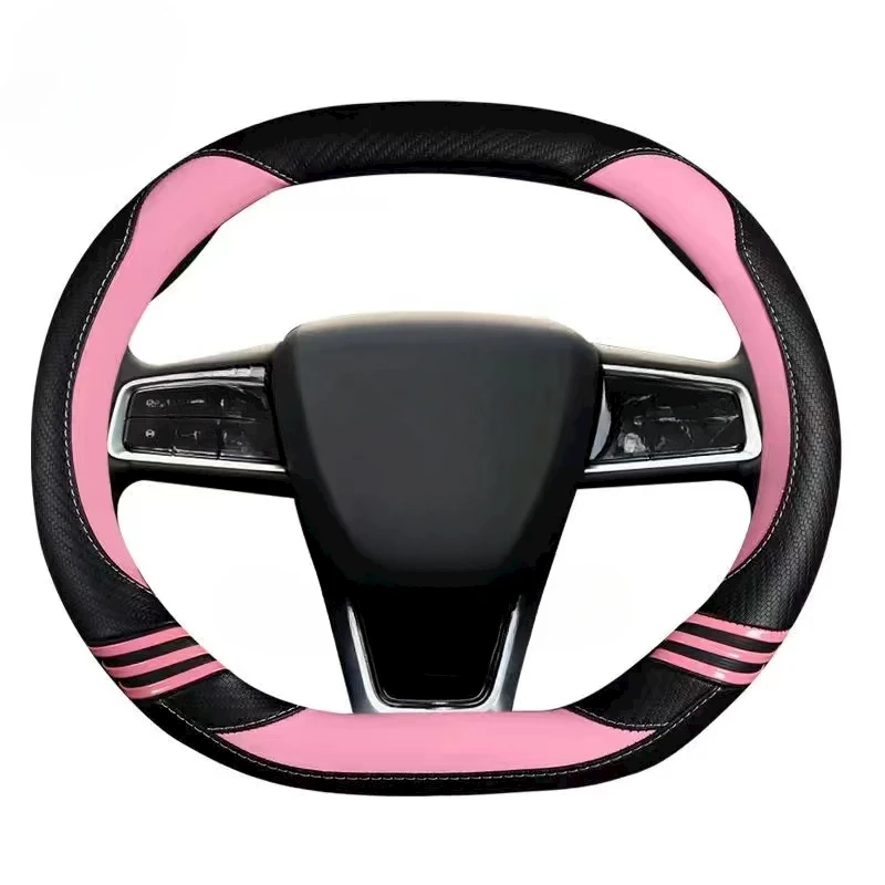 New anti-slip wear-resistant carbon fiber + PU leather car steering wheel cover