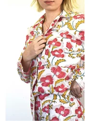 High Quality Cotton 2 Piece Set Home Homewear Sleep Pajama for Women Short Sleeves