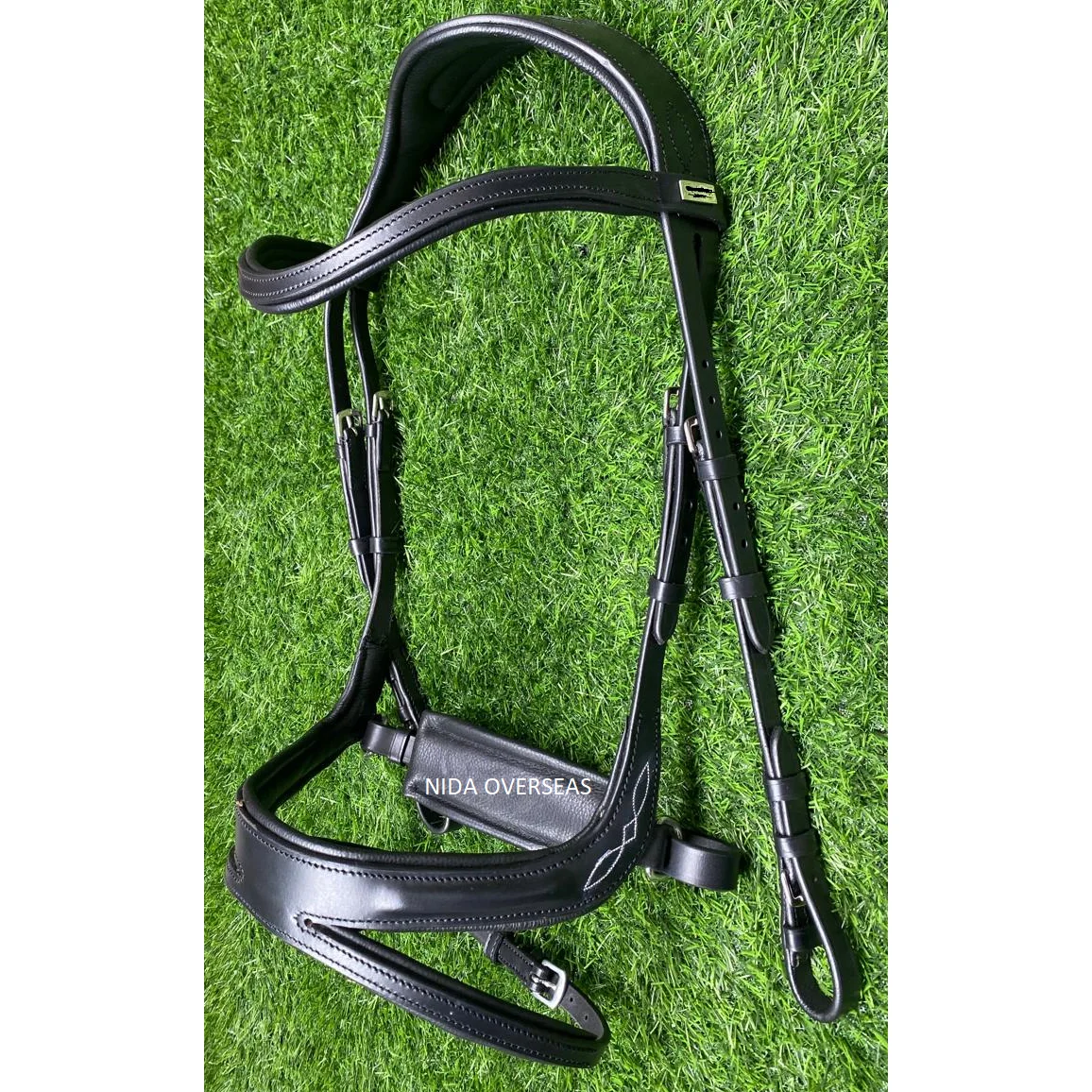 EQUESTRIAN HARNESS LEATHER ANATOMIC HORSE SNAFFLE JUMP OFF BRIDLE WITH SOFTY LEATHER PADDING WITH FANCY STITCHED horse equipment