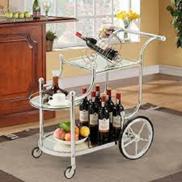 New Design Wood Serving Trolley with Wheels Usage Home and Restaurant Good Quality in Bulk