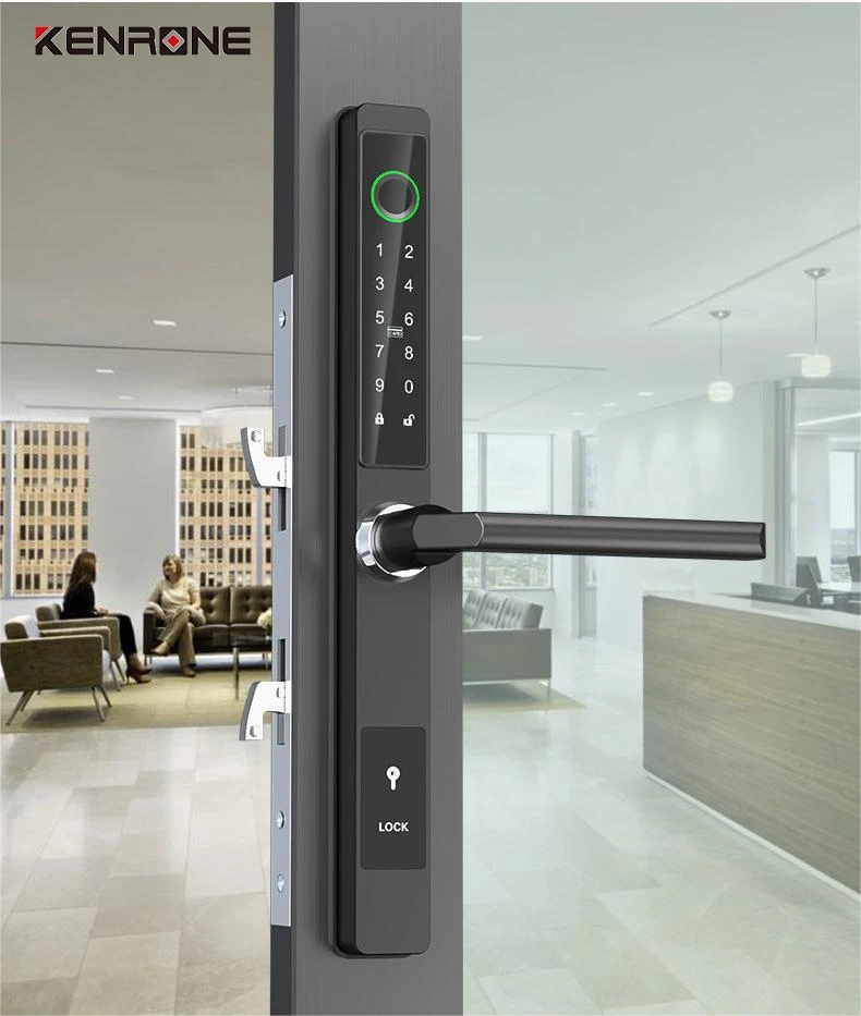 TTLOCK Outdoor Waterproof Biometric Narrow Side Door Lock Electronic Smart Aluminum Frame Door Lock