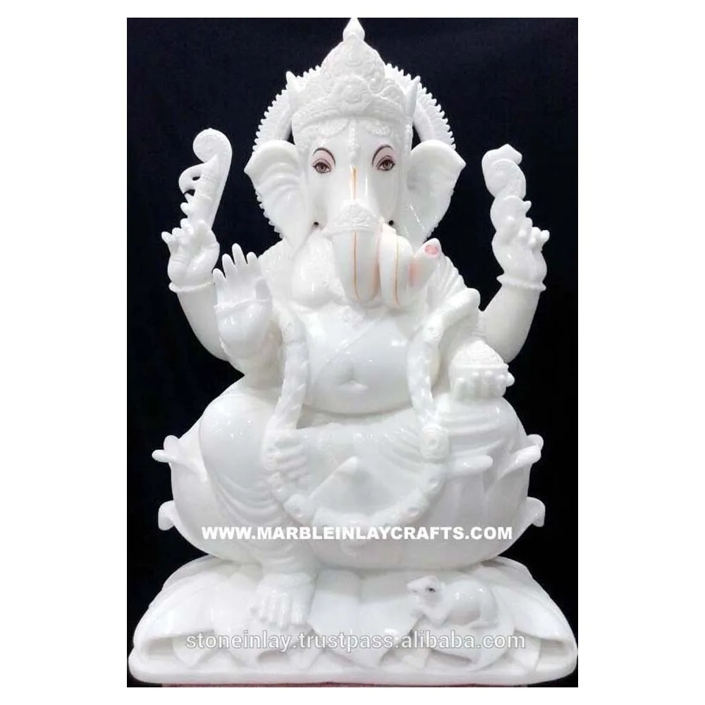 Креативная Красивая Высококачественная статуя ganesh ji из белого мрамора ручной работы для религиозных и пуджи оптовых экспортных товаров