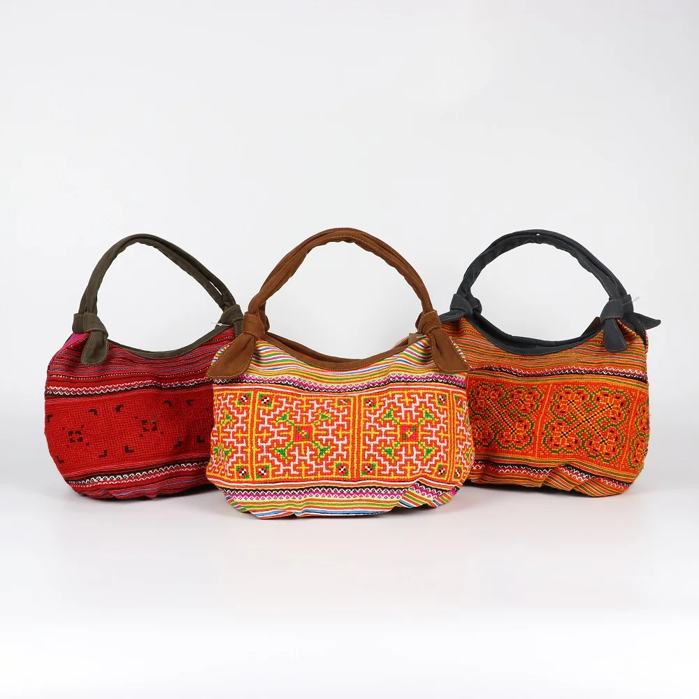 Fashion Snap Button Casual Outside Hand-embroidered Brocade Rectangular Retro Big Rabbit Ear Brocade Bag