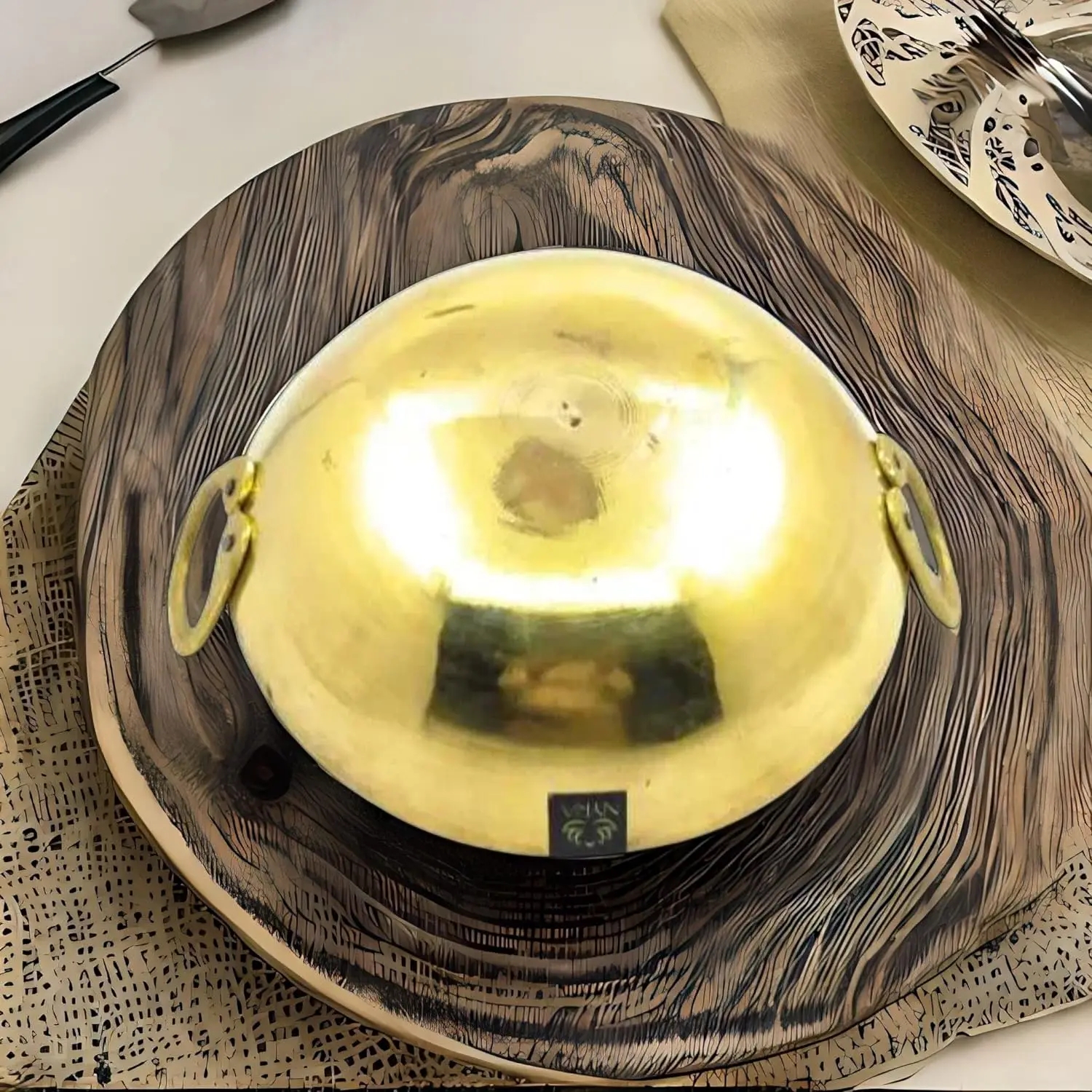 Brass wok handmade antique Brass Hammered wok Easy to wash and clean gift item