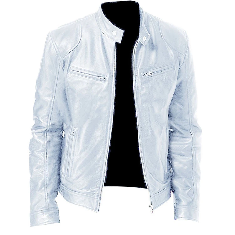 High Quality New Style Leather Jacket Slim Fit Stand-up PU Leather Jacket for Men Leather Jacket with whole sale price