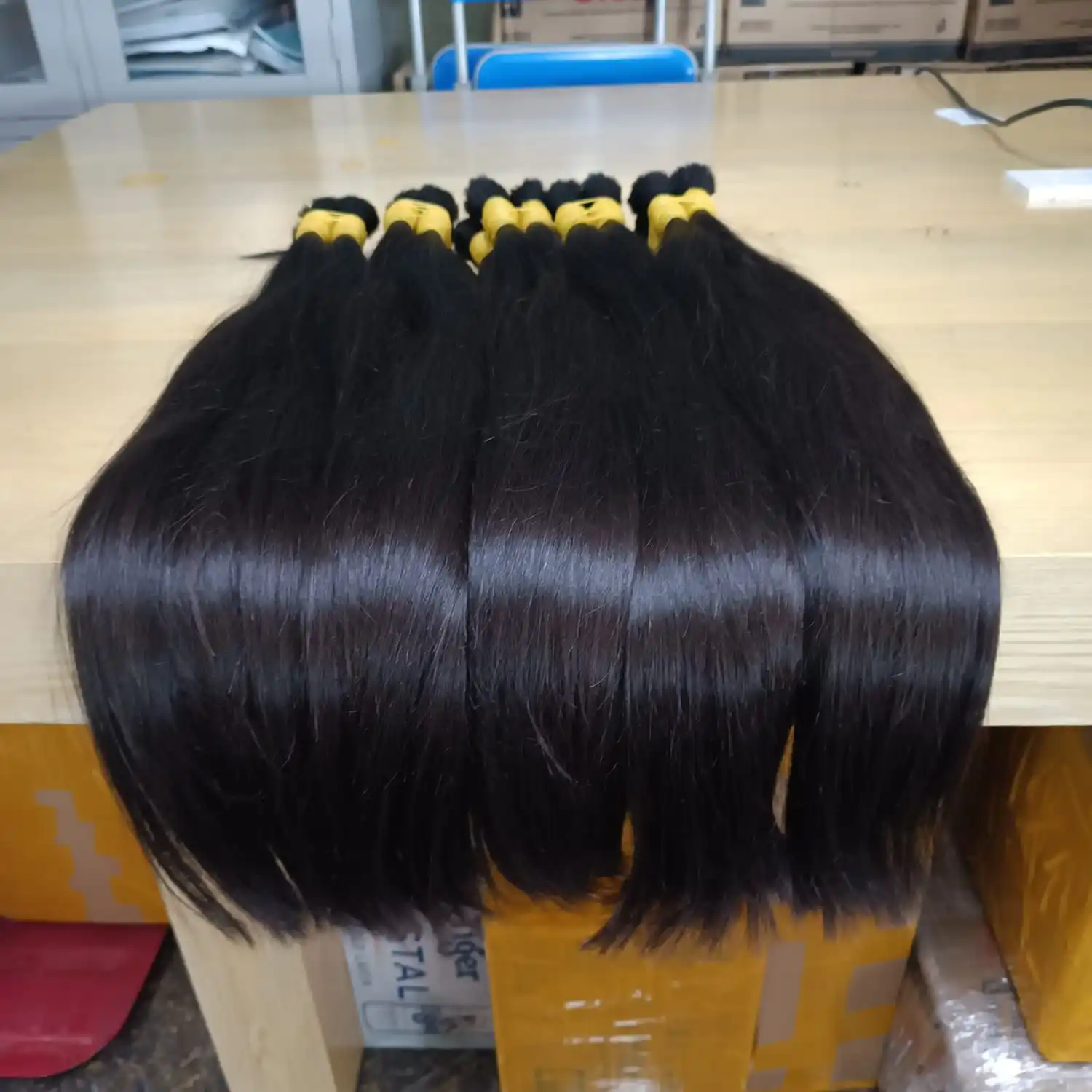 Double Drawn Straight Bulk Hair Band 100% Raw Vietnamese Human Hair Bulk Hair Is Tied With An Elastic Made In Vietnam