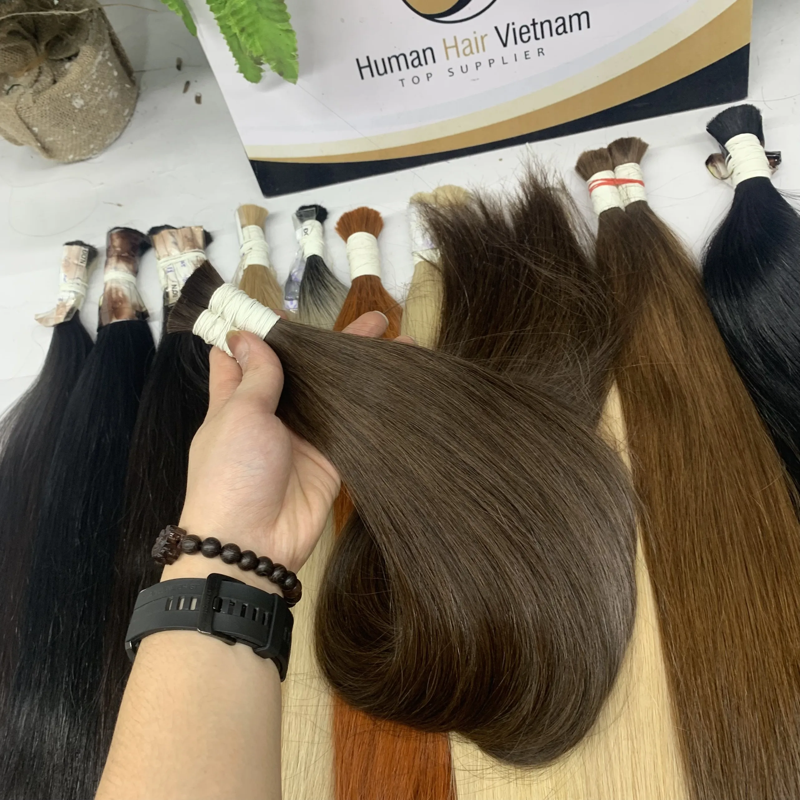 Pure 100% Remy High Quality Vietnam Virgin Cuticle Aligned Human Hair Extension Vendor Colored Bulk Hair