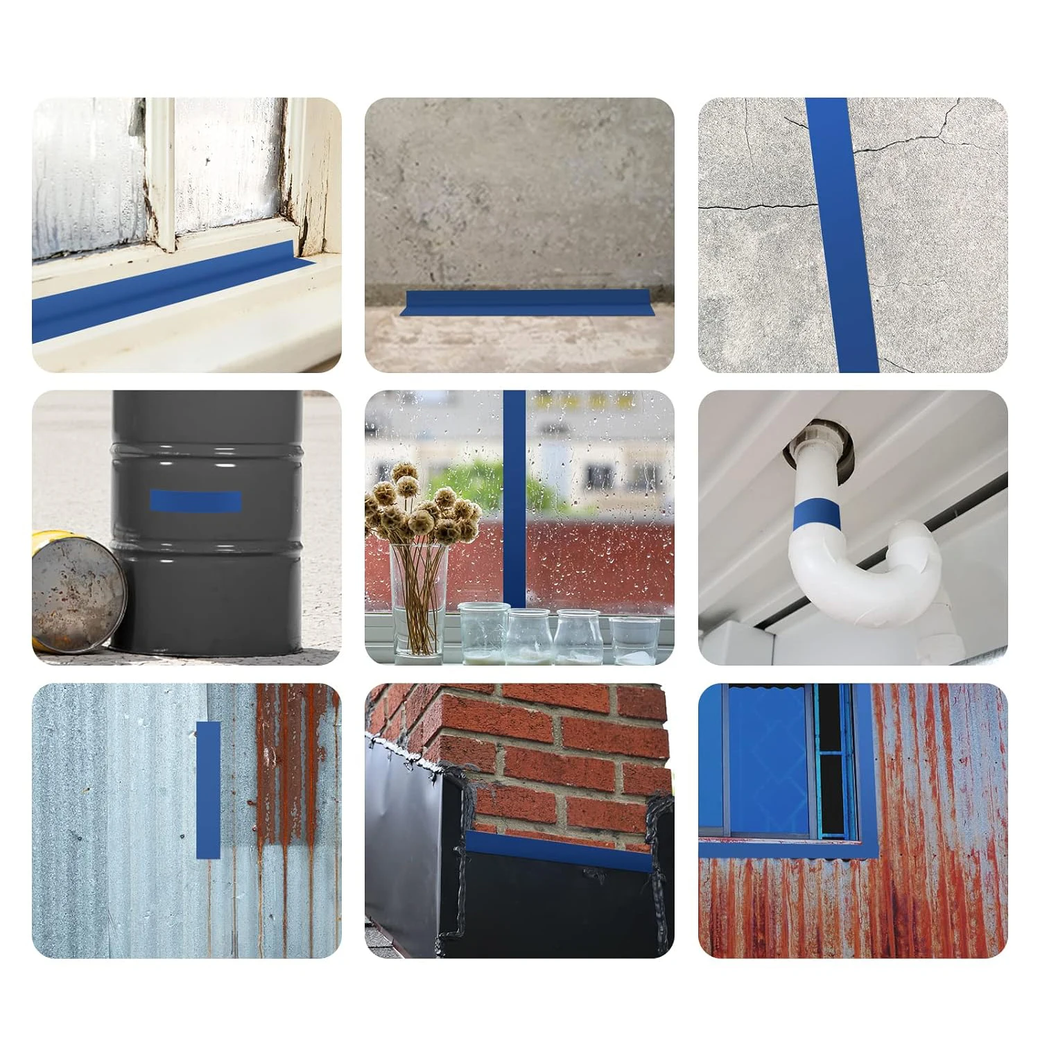 ANTI Blue 20cm*10m Color Steel Tile Waterproof Self-Adhesive Aluminum Film Blue Butyl Waterproof Tape Membrane Roof Leak Repair