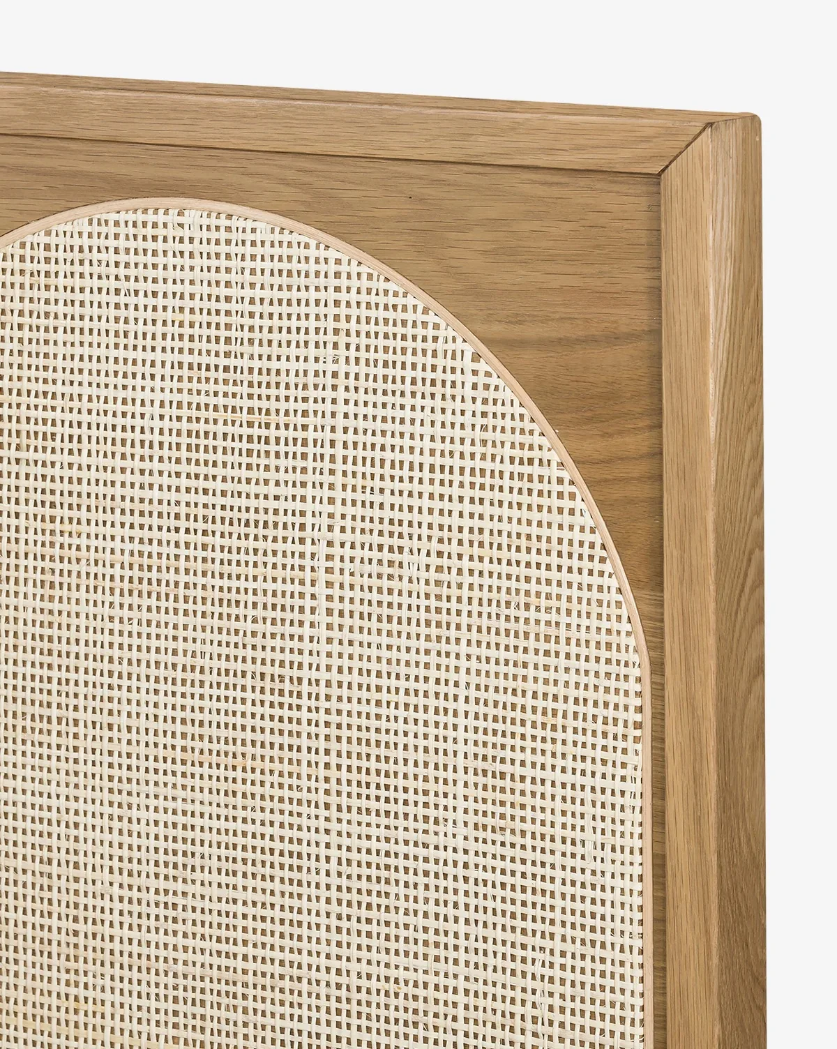 Modern Bed Solid Wood Frame with Cane Natural Rattan Headboard Modern Contemporary Style Home Bedroom Furniture