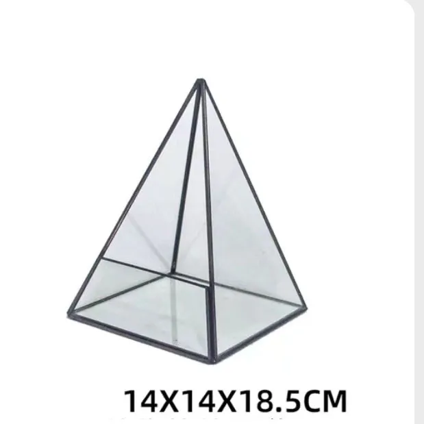 pyramid vertical metal glass geometric terrarium for home and indoor