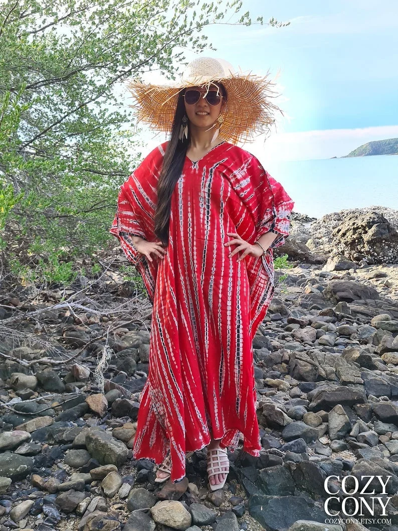 One Pieces Tie And Dye Printed Long Gown Dress Casual Wear Kaftan Style Dress For Women Summer Party Favour