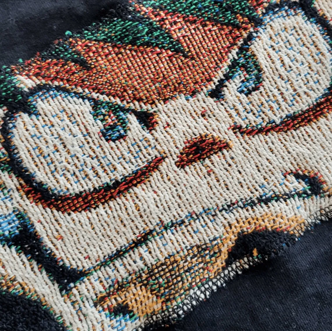 Hot Sale 100% Cotton High Quality Black  Anime Tee Handmade Tapestry Custom Crew Neck all Plus Sizes Tapestry Tshirt OEM