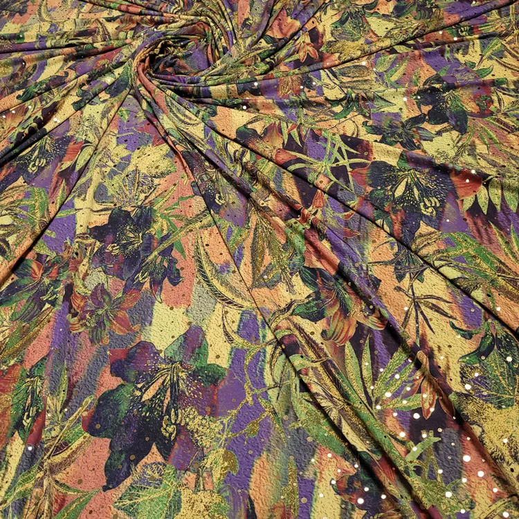 Korea self-developed design flowers with twinkle polyester cotton silk wool every fabric type for dress clothes home textile