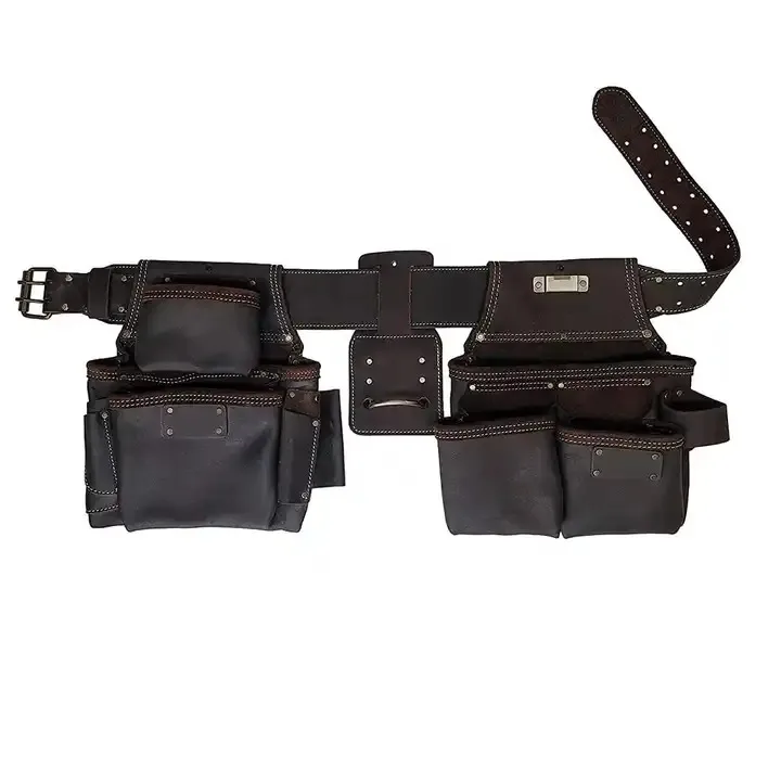 HMB-LB-519 Customize tool kit bag Heavy Duty Leather Tool Belt Leather Tool Bag for Electrician & Engineer