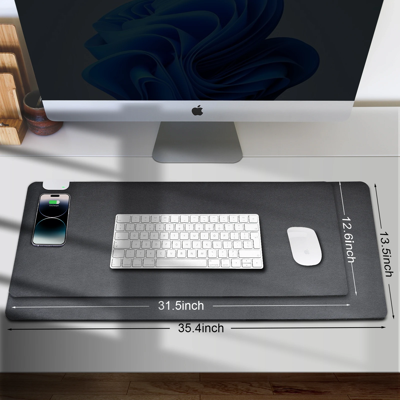 Custom Logo Mouse Pads Wireless Charger Desk Mat PU Leather Xxl Gamer Printed Gaming Large Wireless Charging Mouse Pad for Phone