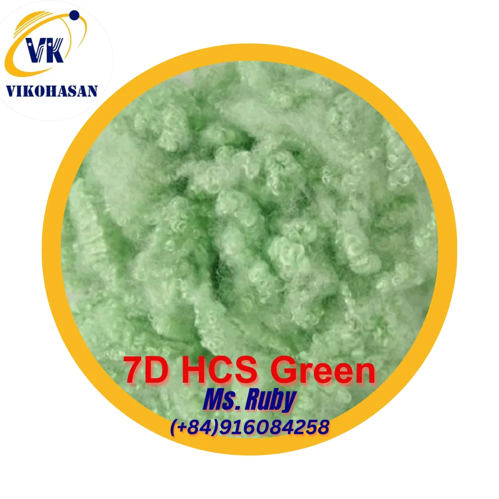 7D HCS зеленое переработанное Полиэфирное штапельное волокно класса от Vikohasan GRS волокно для наполнения игрушек подушки и диваны