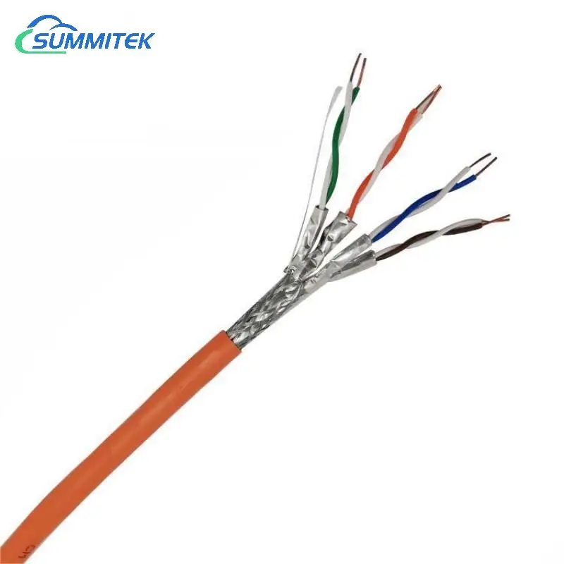 Indoor S/FTP SFTP CAT7A Lan Cable 23AWG 0.57mm Stranded Solid Copper OEM Category7A PVC Jacket CM CMR 4p twist pair 305m 1000ft