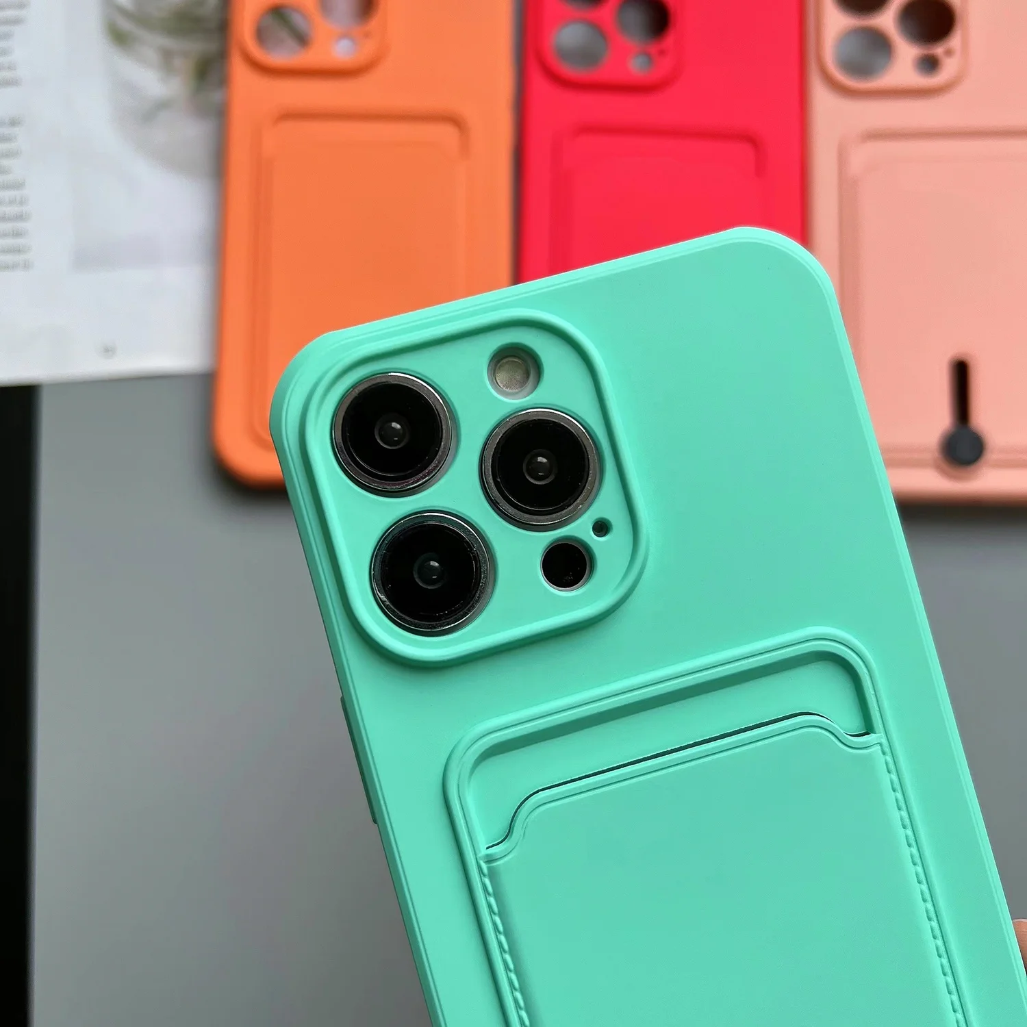 A new generation of card phone case For Iphone 14 Pro max Push Card Anti-Drop Shockproof Color Rich Back Cover