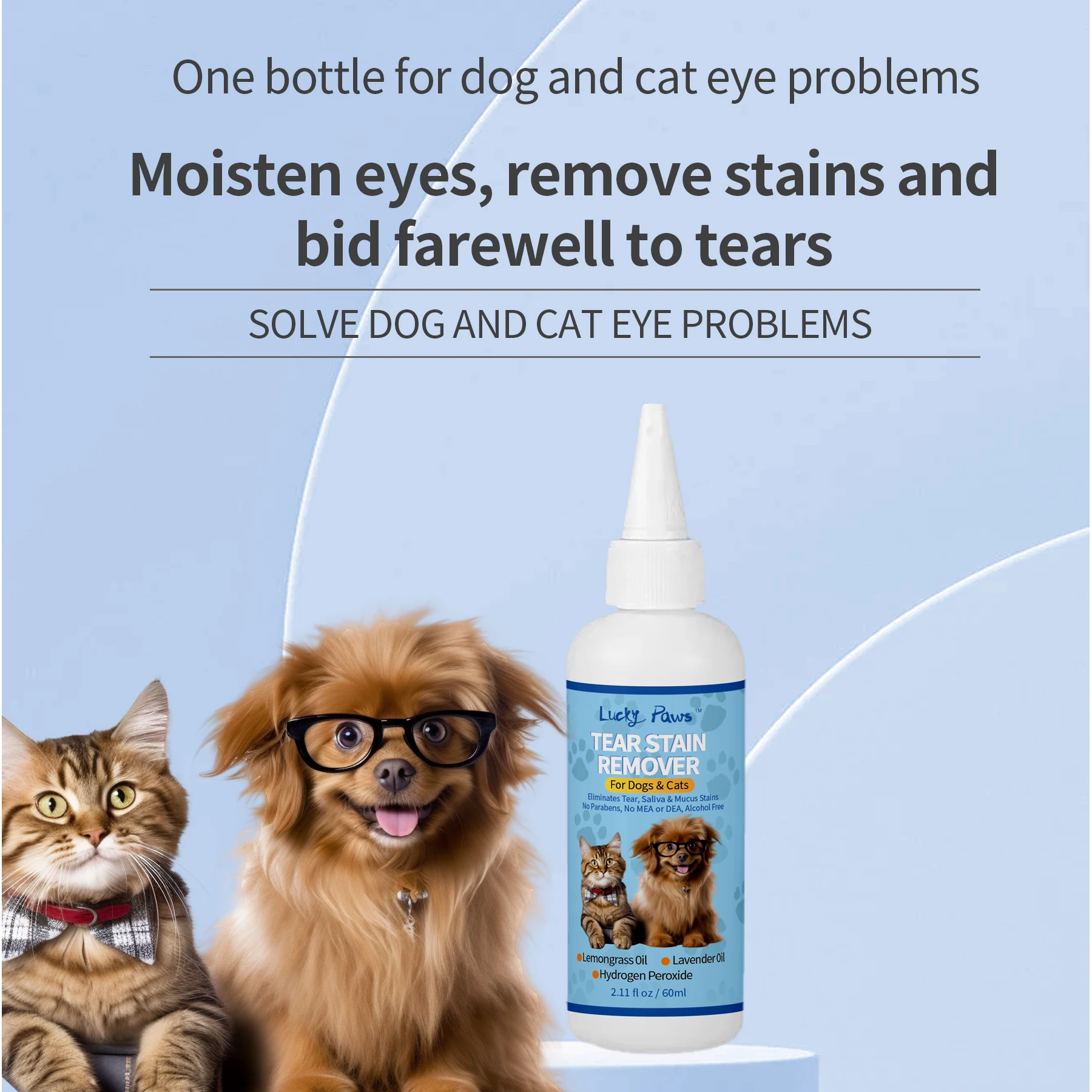 Private Label Lucky Paws Pets Lucky Paws TEAR STAIN REMOVER( For Dogs & Cats) pets eye drop anti-bacterial pet eye drops