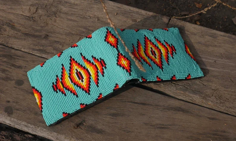 Leather Wallet Hand-Embroidered  Beads Bifold Wallet Unisex Gift Beaded Wallet With intricate Beadwork Wholesale Manufacturer