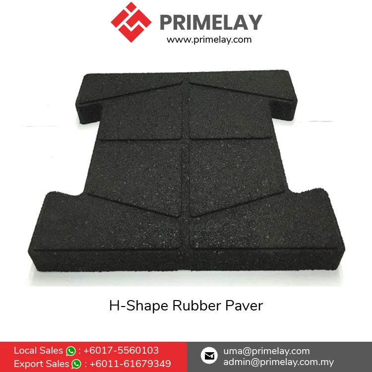 UV-resistance and Non Slip Maximum Comfort H-Shape Rubber Accessories Flooring Outdoor Rubber Paver for Parking Garages