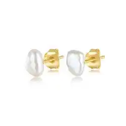 Custom Fine Jewelry Manufacturer 14K 18K Gold Plated 925 Sterling Silver Baroque Stud Women Pearl Earrings Wholesale