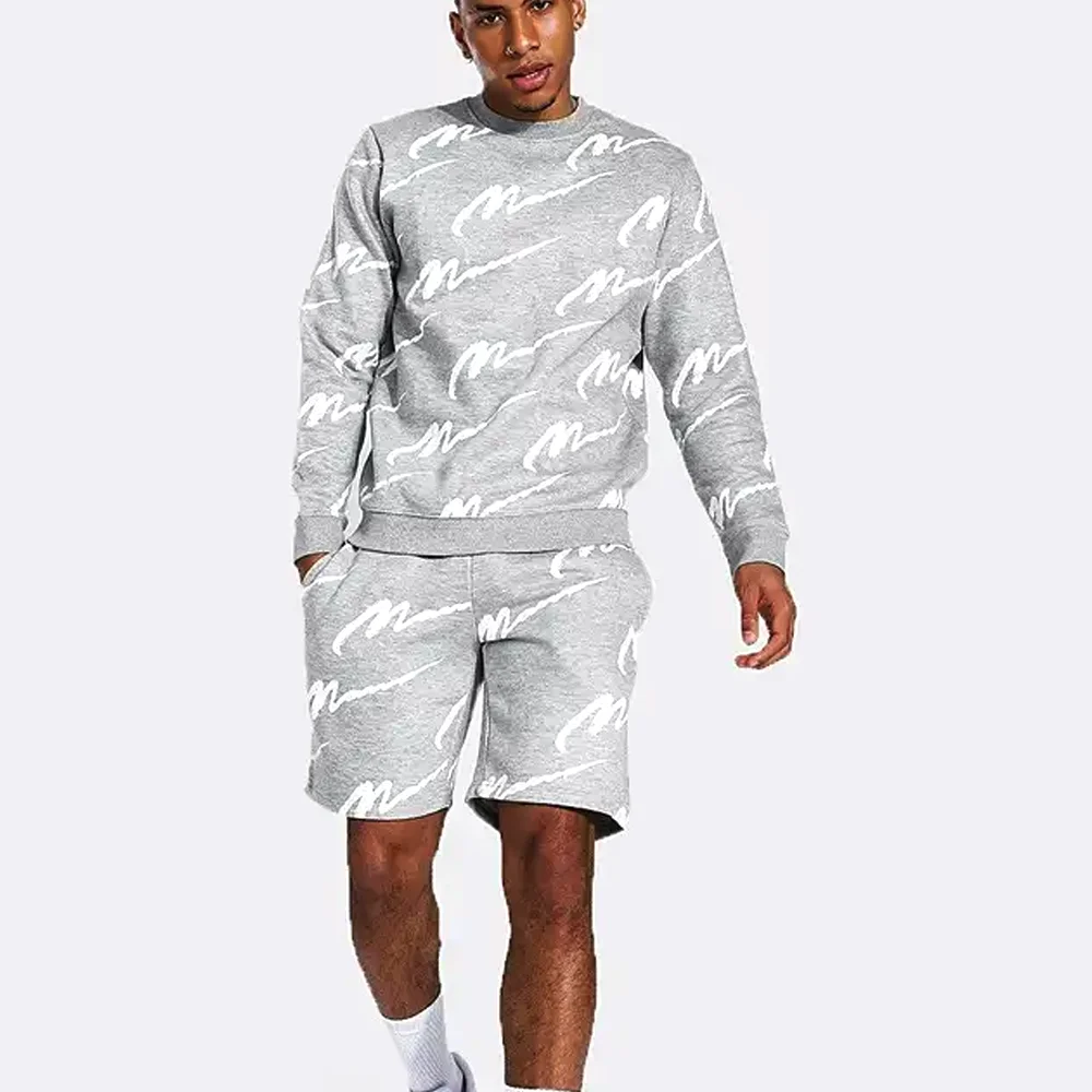 Custom Mens Summer shirt and short set Tracksuit 100% Cotton T Shirt And Mesh Shorts Set Men Wear T Shirt With Shorts Twin Sets