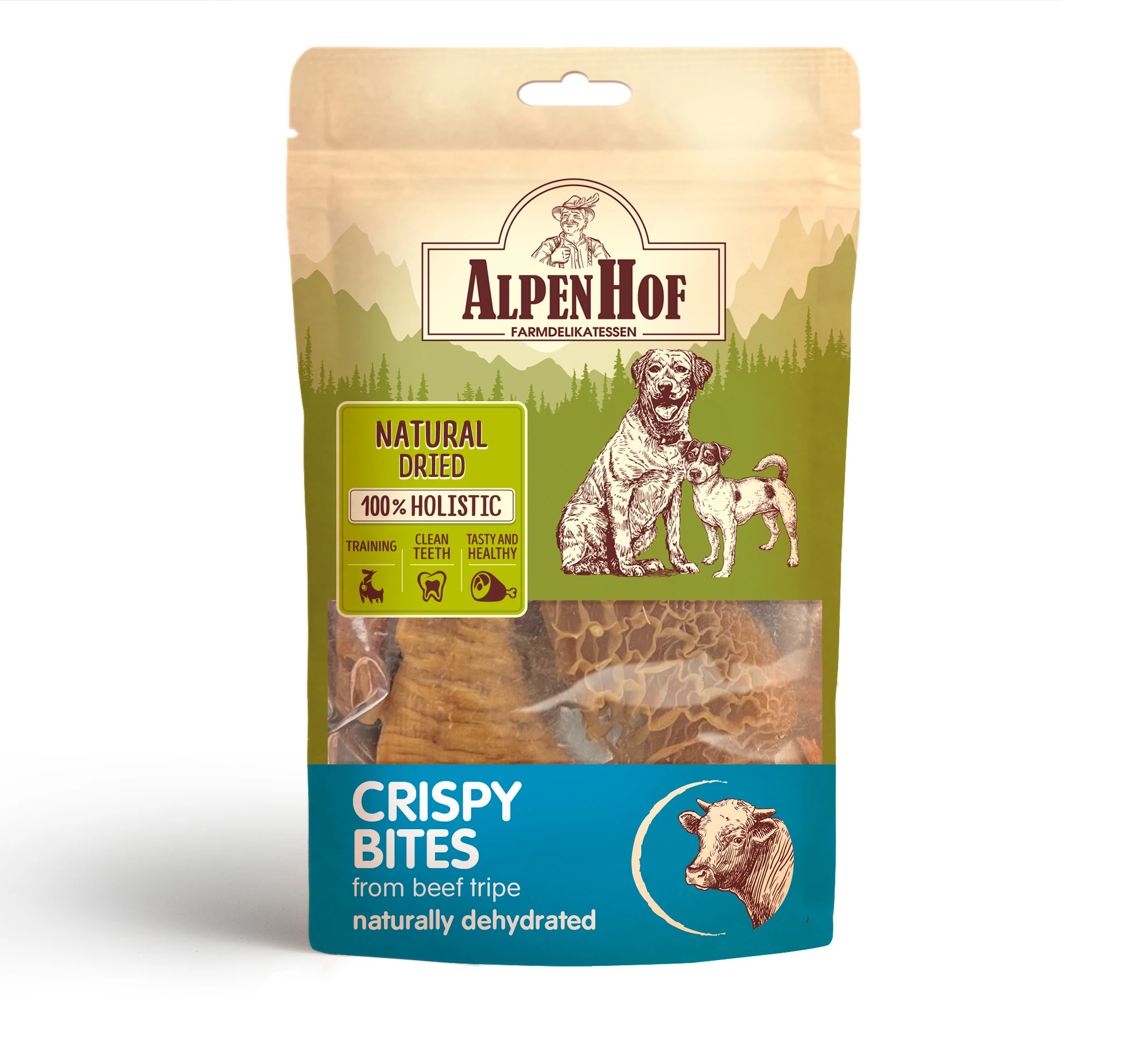 AlpenHof Crispy beef tripe rolls for small dogs 50g. Highest Class Product 100% Natural Meat
