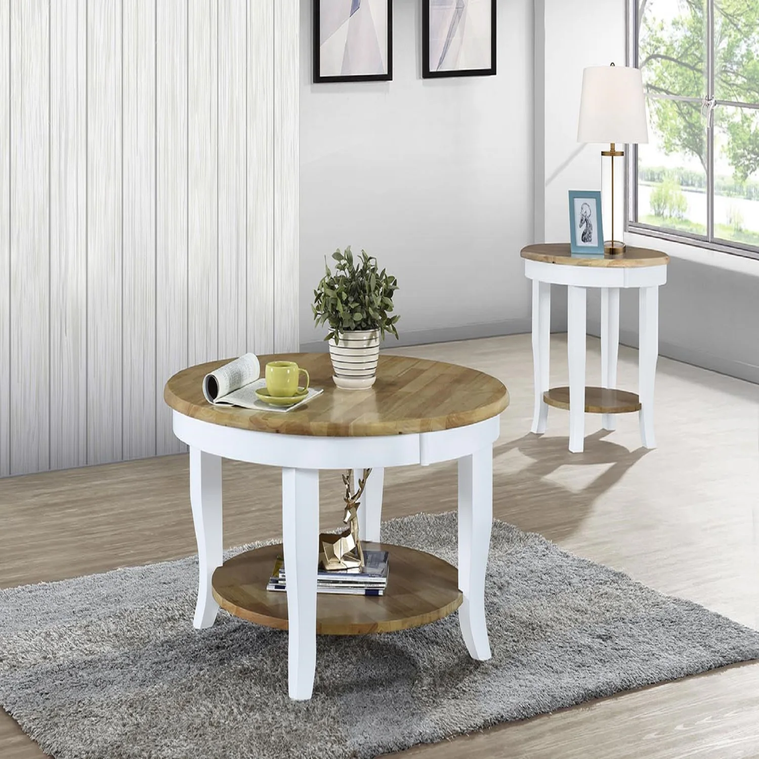 MALAYSIA FANCY MODERN DESIGN ROUND COFFEE TABLE  & SIDE TABLE SUITABLE FOR LIVING ROOM AND HOTEL ROOM SIZE ROUND 900/600MM