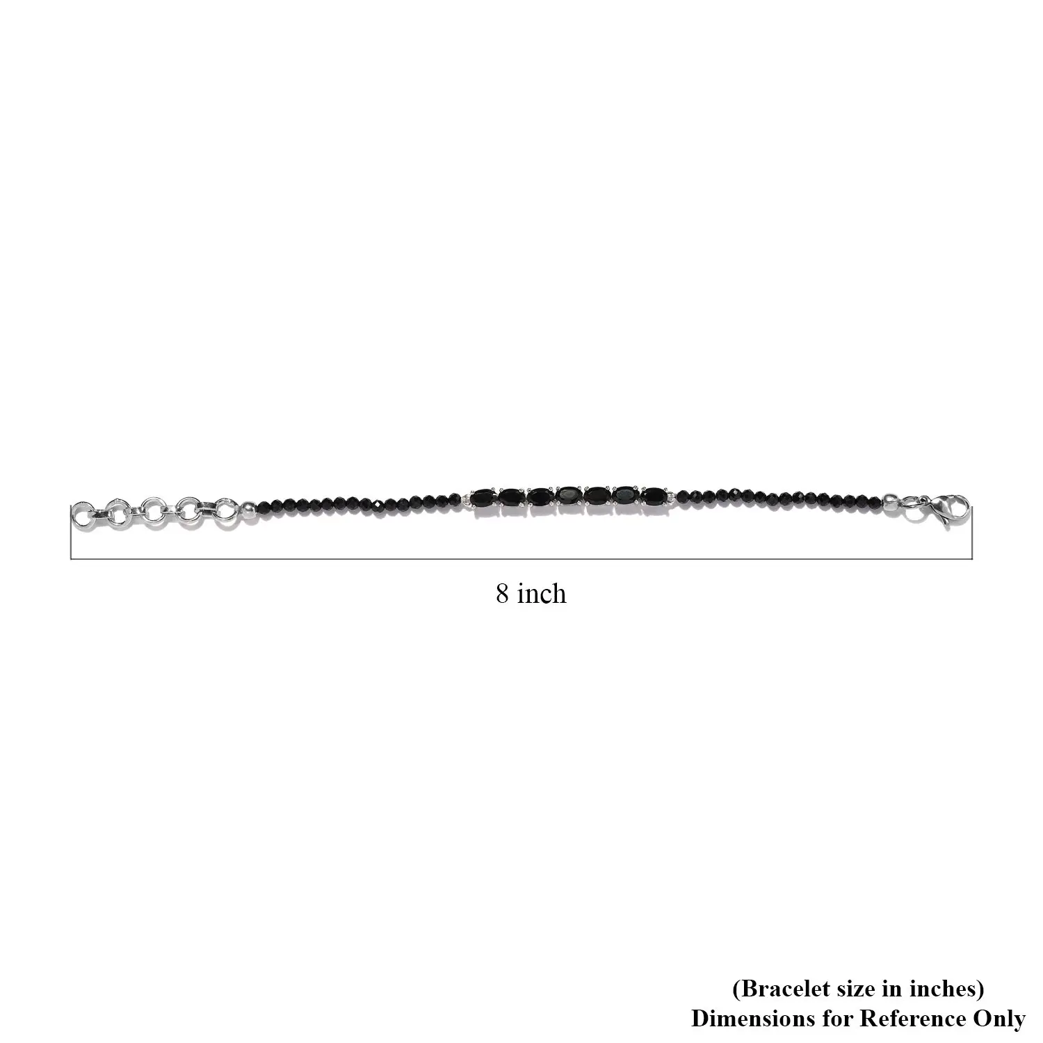 Karis Thai Black Spinel Beaded Bracelet in Platinum Bond (6.50-8.00In) Wholesale High Quality Fashion Jewelry Trending Bracelet