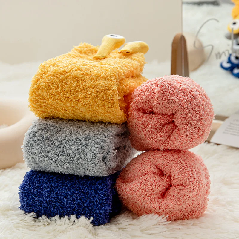 Lovely coral velvet socks Lady Funny Cute fuzzy cozy socks thick warm cartoon frog  Animal sleep floor socks