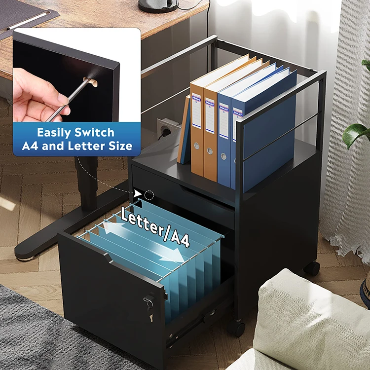 JH-Mech Letter Size For Home Office Mobile Printer Stand With Open Storage Shelf 3 Drawer Steel File Cabinet For Office Metal