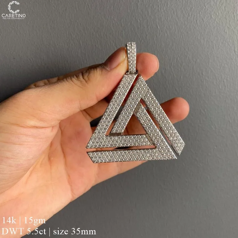Iced Out Moissanite Pass Diamond Test Triangle Pendant Diamonds with Certificate Hip hop Necklace Jewelry