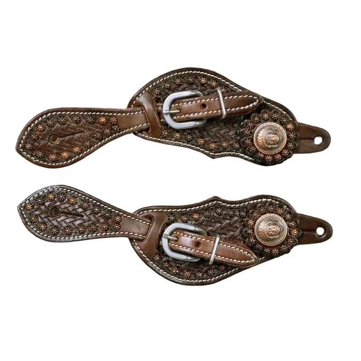 New Arrival Super Quality Western Hand Tooled Spur Strap With Concho Wholesale Manufacturer
