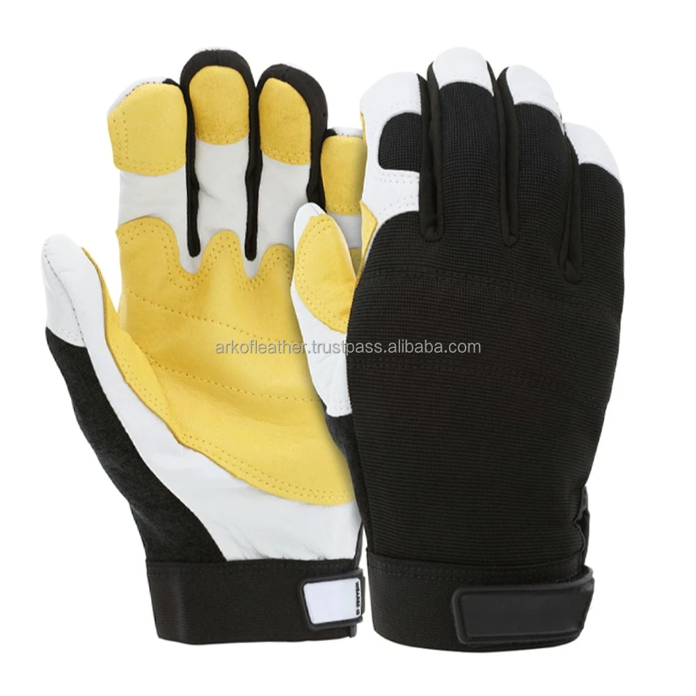 OME Service Men Leather Mechanic Gloves Full Finger Men Machine Working Leather Gloves With Custom Logo