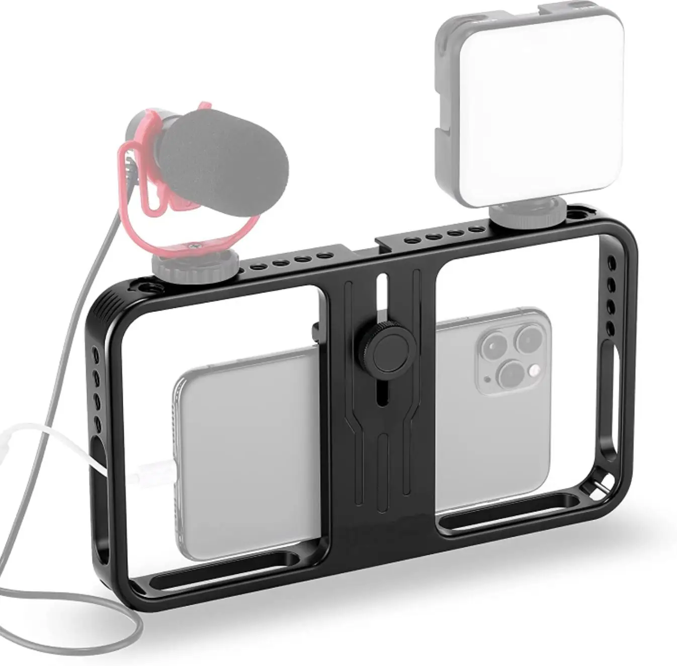 Hot Shoe Handheld Smartphone Video Rig Filmmaking Vlogging Rig Cage Phone Mount Stabilizer Stand for most Smartphones
