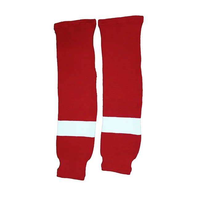 Best Selling Hockey Socks Knit Senior Junior Sportswear socks 100% Cotton/Nylon/spandex Material Red and White Ice Hockey Socks