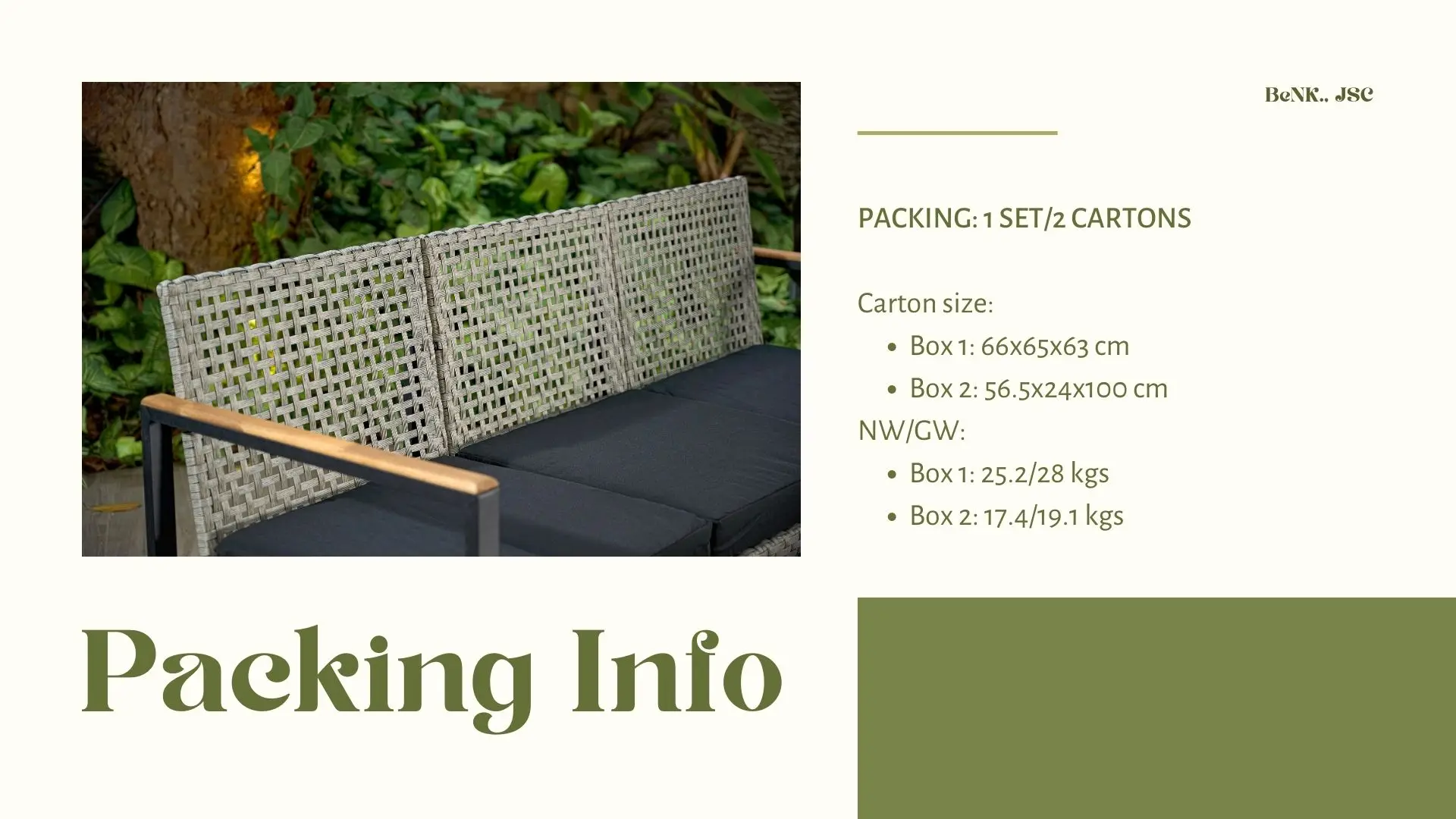 BeNK Lily Set 4 PCS furniture sofa set with Acacia wooden armrest cheap rattan furniture patio furniture garden sets from VieNam