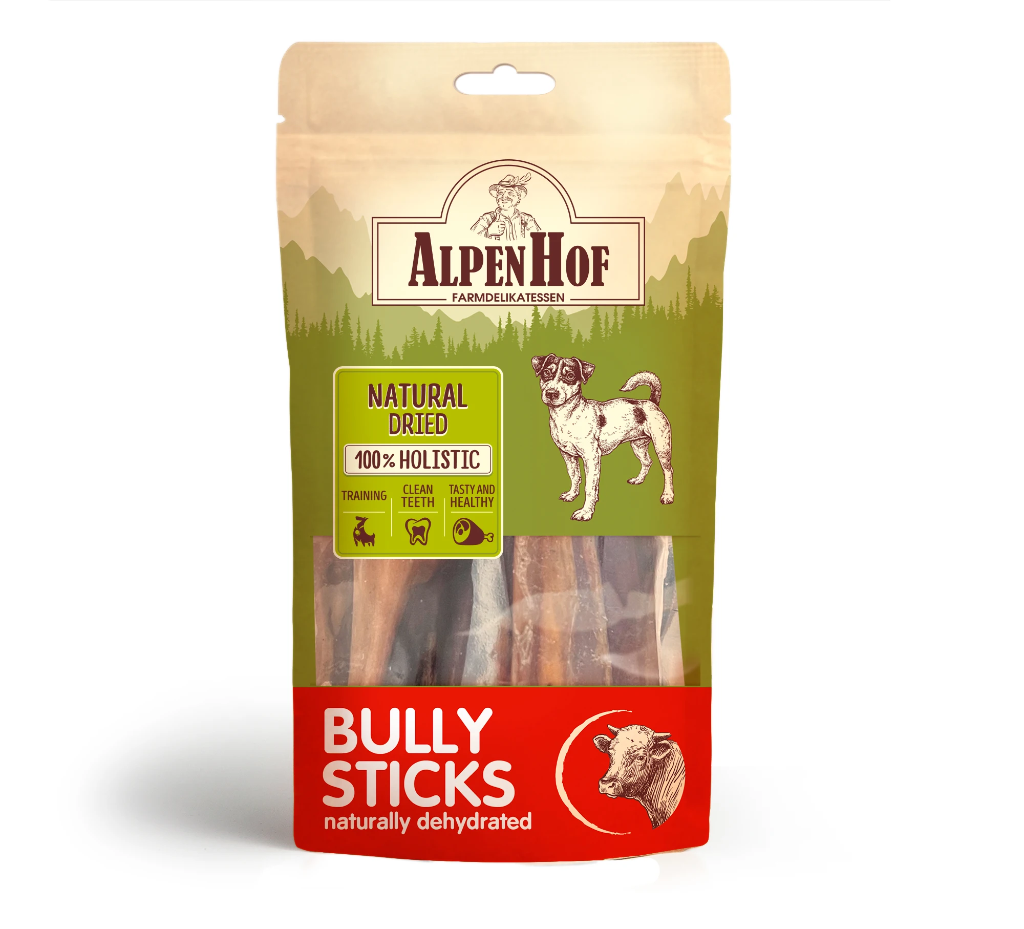 AlpenHof Bully sticks for dogs 50g. Highest Class Product 100% Natural Meat