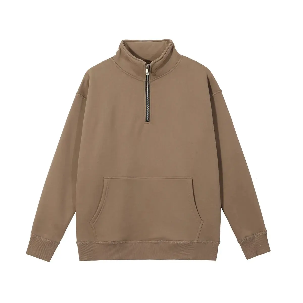 Unisex High Quality Custom 1/4 Zip Pullover Fleece Sweatshirt High Collar Hooded Crew Neck Half Zipper Cotton Men/Women Autumn
