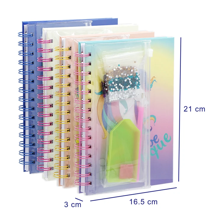 2022 New design educational Diy A5 Custom Cover Kids Spiral Coil Diary Notebook With Diamond Painting Kit