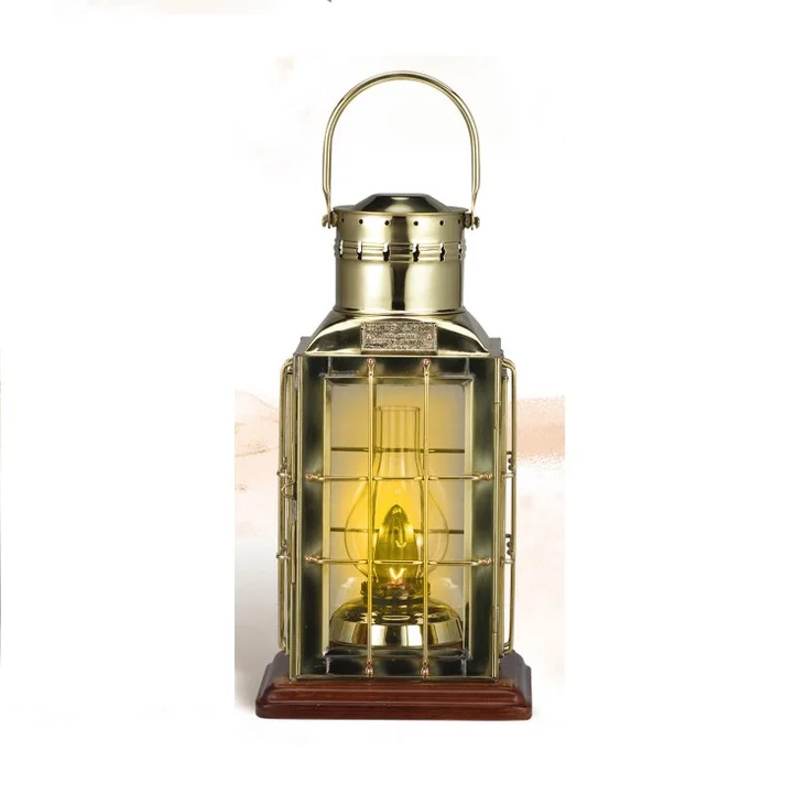 Brass Nautical Lantern Square Shape With Glass Cover with Wire Lamp Decorative Oil Kerosene