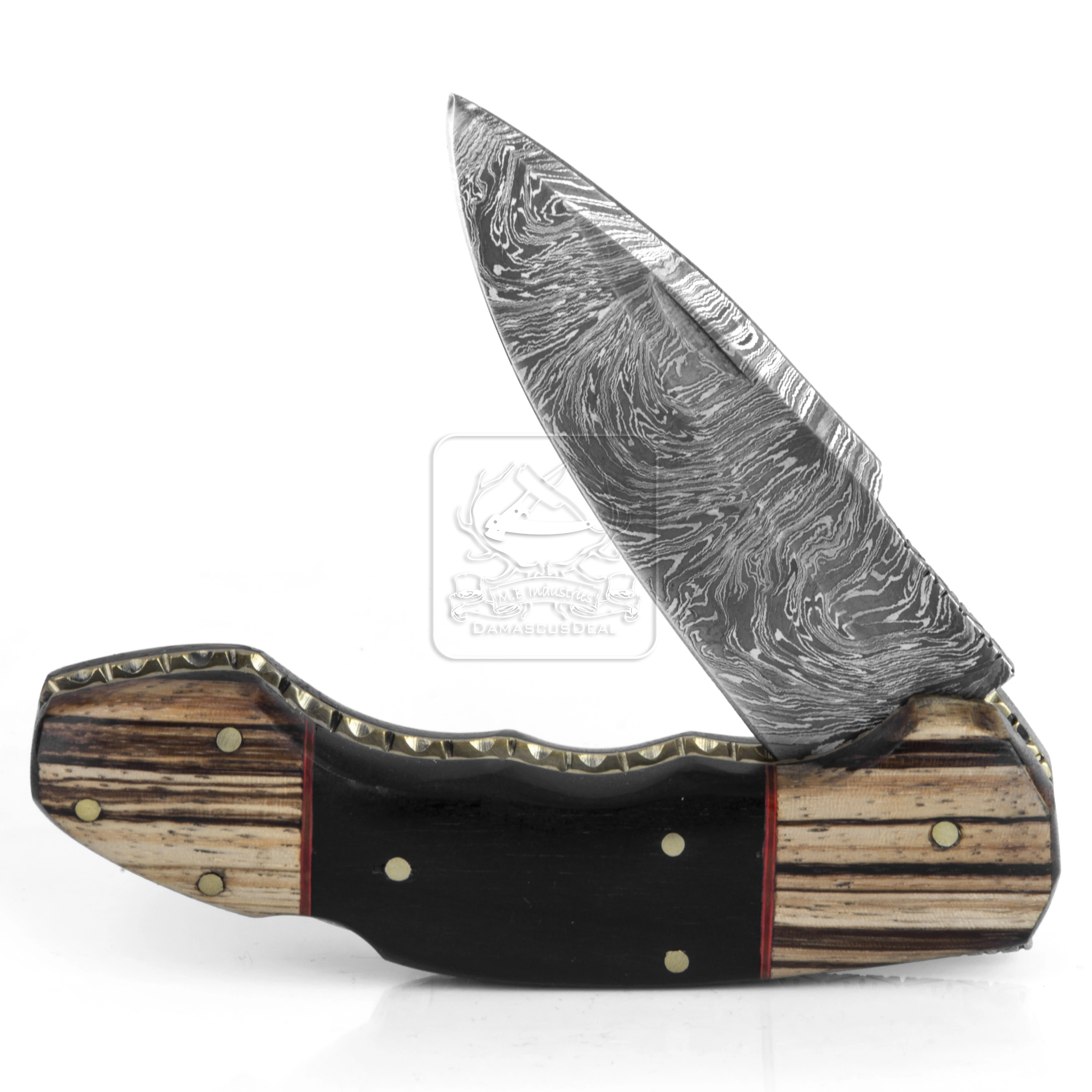 Damascus Steel Folding Knife DD-FK-669 Ebony Wood Pocket Knife Outdoor Survival Hunting Knife Multi Tool Bushcraft Camping