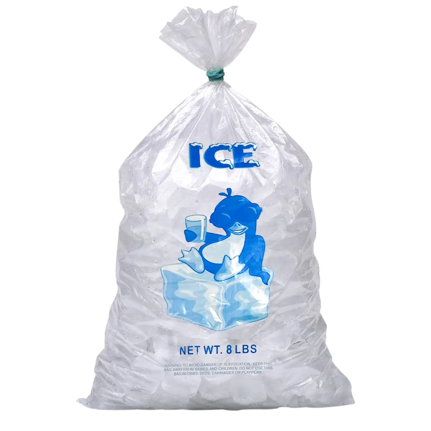 Best Price Custom Printed Logo Large Capacity Disposable LDPE 8/10/20 LB Plastic Drawstring Ice Bag