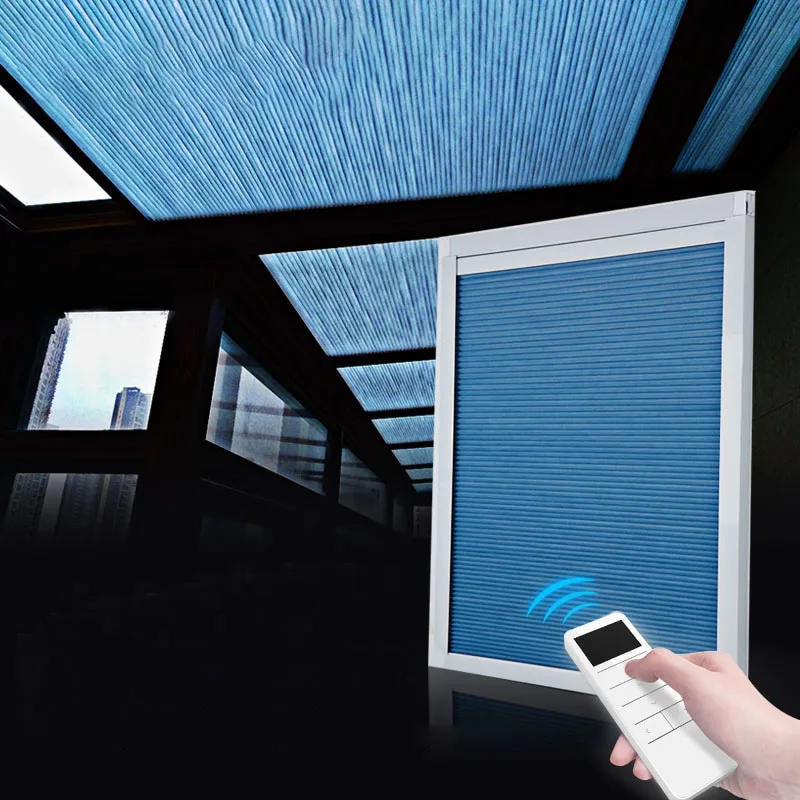 Electric Blinds Thermal Blackout Motorized Window Double Cell Honeycomb Skylight Roof Blinds