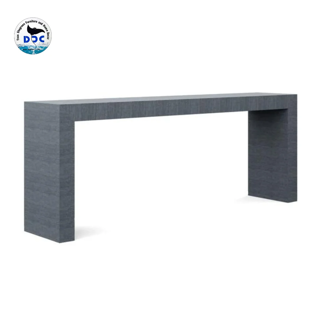 High End Custom Color Rectangular Solid Wood Console Table Faux Shagreen Simple For Living Room Furniture Console Table Bedroom